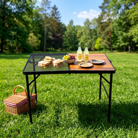 Petite table pliante en fer pour hôpital et hôtel, idéale pour la plage, la randonnée, le camping, les repas en plein air, les pique-niques, les barbecues en camping-car et l'utilisation en cour.