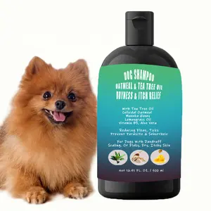 Farina d'avena olio dell'albero del tè secchezza prurito sollievo Shampoo per cani riduzione delle pulci zecche prevenire il seborroico antiparassitario per la forfora pelle traballante