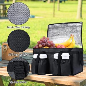 Bolsas Térmicas Extra Grandes para Comestibles, Bolsas Refrigerantes para Catering, Bolsa Térmica para Entrega de Alimentos con 4 Portavasos - Product Image 4