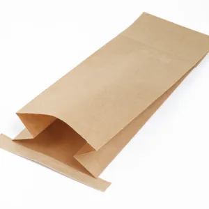 Recyclable Biodegradable Bread Snack Nut Square bottom kraft paper bag with side gusset