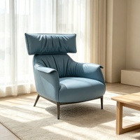 Fauteuil d'appoint pour salon en cuir avec pieds en acier inoxydable, couleur personnalisable, fauteuil de détente moderne pour le mobilier de salon