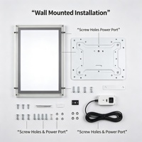 Kotak Lampu LED Ultra Tipis dengan Penerangan Tepi, Ukuran Poster A2 A3 A4, Bingkai Aluminium, Permukaan Akrilik, Menu Restoran, Poster Bioskop