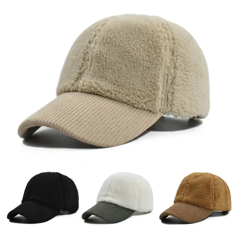 2024 cappello invernale in velluto a coste a sei pannelli cappello da Baseball da donna in velluto a tinta unita caldo Multi stile