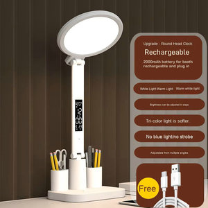 Lámpara de escritorio LED plegable creativa moderna, pantalla de fecha y hora, luz nocturna para dormitorio, ventilador recargable con batería, lámpara de mesa - Product Image 3