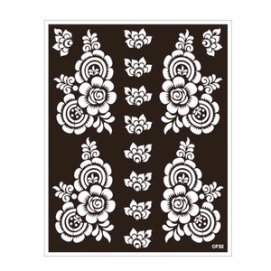 Adesivi per Tatuaggi Temporanei all'Henné a Motivo Floreale Stile Indiano, Stencil Impermeabili per <span class=keywords><strong>Mani</strong></span> e Piedi - Product Image 1