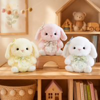 Robe en mousseline rose, poupée lapin en peluche, jouet lapin blanc mignon en forme de nœud, cadeau d'anniversaire pour filles