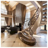 Escalier en colimaçon de luxe Prima en acier inoxydable avec balustrade en verre, escaliers flottants pour hôtel, villa, appartement