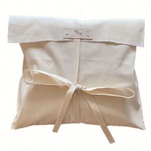 Bolsa de Ropa Reutilizable de Lujo, Multifuncional, Moderna, de Lino y Algodón Blanco, con Logotipo Personalizado, para Regalo - Product Image 2