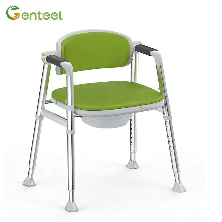 Aluminum Lightweight Shower Chair Height Adjustable Raised Toilet Seat Folding Commode Chair For Elderly