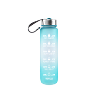 Bouteille d'eau dégradée avec sangle de transport, anti-fuite, sans BPA, en plastique, portable, pour voyage
