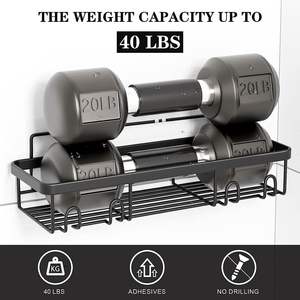 Ensemble de paniers de <span class=keywords><strong>douche</strong></span> en fer antirouille, sans perçage, adhésif, organisateur de salle de bain, étagères gain de place, quatre niveaux, outils modernes et durables - Product Image 3