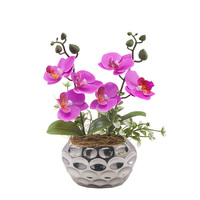 Tizen Artificielle Orchidée En Pot Fleur Artificielle Vraie Touche Orchidée Fleurs Velours pour La Décoration De La Chambre