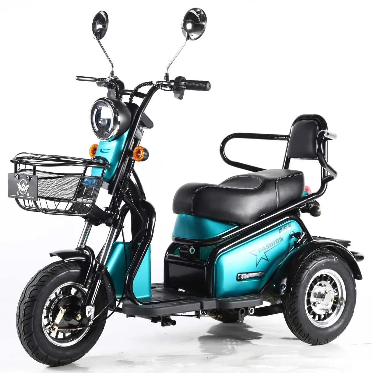 Безопасный и популярный трехколесный электрический трицикл 48 В 500 Вт с пассажирским сиденьем и грузом