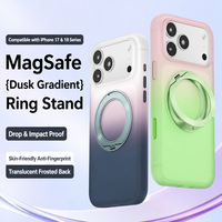 Coque de téléphone magnétique dégradée Macaron avec support pour iPhone 17 Pro 18 Pro Max, toucher doux, anti-traces de doigts, TPU + PC antichoc