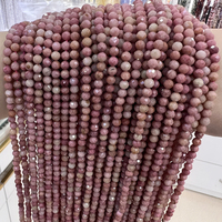 Perles en vrac de rhodonite naturelle facettée de 2 mm, 3 mm, 4 mm pour la fabrication de bijoux - Vente en gros