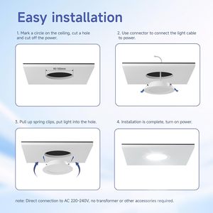 <b>Office</b> 3CCT Adjustable Recessed Round Square <b>Ceiling</b> <b>Light</b> 4-8 Inch 3W 6W 9W LED Panel <b>Light</b> IP44 Aluminum Home - Product Image 3
