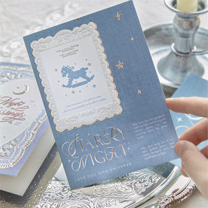 Ensemble de cartes de vœux et d'enveloppes en papier kraft blanc avec impression typographique dorée, série Lace Verse, Bénédiction sophistiquée - Product Image 1