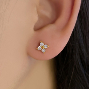 Cute Korean <b>Earrings</b> Custom Fashion Gold Plated Opal Zircon Flower <b>Earrings</b> for Women - Product Image 5