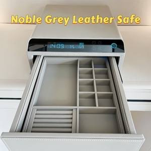Single Layer Premium Leather Safe <b>Box</b> with Fingerprint Password Lock Drawer Safe for Jewelry Heirloom Makeup Vanity <b>Storage</b> - Product Image 2