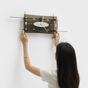 Wall Clock Rectangular Analog <b>Battery</b> <b>Operated</b> Scanning Mechanism Living Room Modern Minimalist Design - Product Image 3