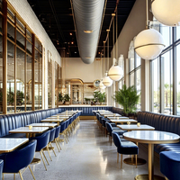 Ron Group Hotel – Banquette en cuir personnalisée en U, table carrée ou ronde en marbre, chaise rembourrée – Mobilier de restaurant