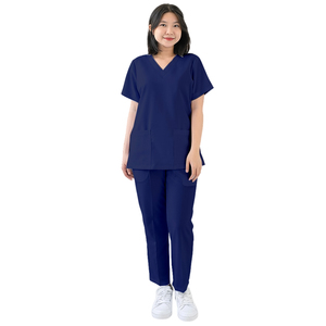 Conjunto Médico de Alta Calidad con Cómodo Top de Cuello en V y Pantalones de Cintura Elástica Diseñado para Profesionales de la Salud - Product Image 3