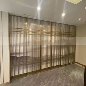 EX1046 Modern Stainless Steel Foldable Room Divider with Laser Cut Design for Office Apartment Engineering <b>Decoration</b> - Product Image 2
