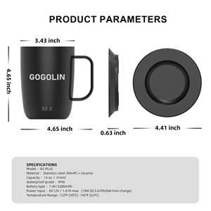 <span class=keywords><strong>Taza</strong></span> de Café Autocalentable <span class=keywords><strong>Inteligente</strong></span> con Control de Temperatura y Carga Inalámbrica Multifunción 2 en 1 de 15 W - Product Image 6