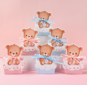 DAMAI Wholesale Bear-Themed Foldable <b>Candy</b> <b>Box</b> with Ribbon for Baby Birthday Parties Decorative Gift Paper <b>Box</b> - Product Image 1