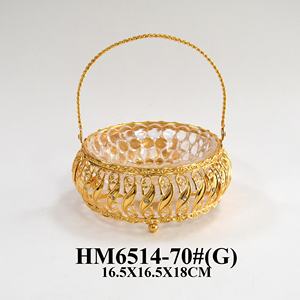 Ciotola di servizio del dado di zucchero di vetro placcato oro <span class=keywords><strong>argento</strong></span> del metallo della decorazione di nuovo disegno per il regalo della festa nuziale - Product Image 6