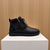 Bottes noires pour hommes, dessus en cuir, semelle en mousse EVA, confortables, respirantes, antidérapantes, chaudes, légères