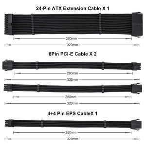 Kit d'extension de câbles PC 24 <span class=keywords><strong>broches</strong></span> (4+4 <span class=keywords><strong>broches</strong></span>, <span class=keywords><strong>6</strong></span>+2 <span class=keywords><strong>broches</strong></span>*2) pour <span class=keywords><strong>alimentation</strong></span> GPU, PCI-E, <span class=keywords><strong>et</strong></span> <span class=keywords><strong>carte</strong></span> mère d'ordinateur de bureau - Product Image 5