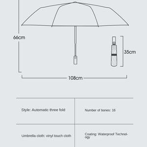Paraguas Plegable Automático de Tres Pliegues con 16 Varillas, Doble Estructura y Mango de Madera, para Hombre, de Negocios, Talla Grande, Regalo Publicitario - Product Image 2