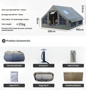 Lều cắm trại bơm hơi mới, chống thấm nước, chống gió, sử dụng được 4 mùa, chất liệu Oxford, có cửa sổ và cửa lưới, kèm bơm. - Product Image 2