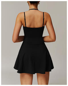 فستان جديد للجولف والتنس بشعار مخصص، تصميم رفيع بحمالات رقبة، فستان <span class=keywords><strong>2</strong></span> في 1 بتنورة على شكل حرف A مع جيب داخلي، فستان أنيق للبادل - Product Image 2