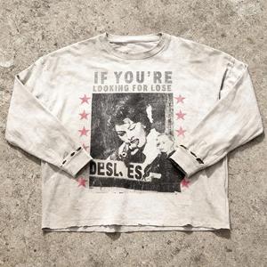 オウナ・クロージング・マニュファクチャー カスタム・ストリートウェア デジタルプリント ヴィンテージウォッシュドTシャツ メンズ オーバーサイズ ダメージ加工Tシャツ - Product Image 1