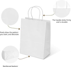 90gsm 100gsm 120gsm <b>White</b> Kraft <b>Paper</b> Bag Custom <b>Paper</b> Bags with Handle <b>Paper</b> Bags for Food Takeaway - Product Image 3