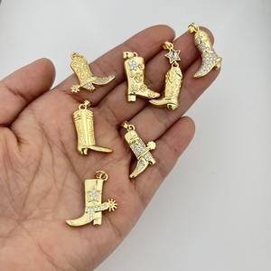 Liontin Sepatu Koboi Berlapis Emas Custom, Bintang, dan Hiasan CZ untuk Pecinta Pembuatan Perhiasan - Product Image 5