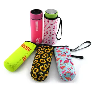 Hot selling bottle glass neoprene water bottle holder with strap neoprene water bottle sleeves