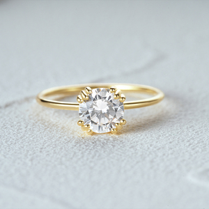 Độc Đáo Thanh Lịch 5A Cubic Zircon Nhẫn Engagement Sang Trọng Bốn Prong Vương Miện Nhẫn Cưới Phụ Nữ S925 Bạc Vàng Mạ Đồ Trang Sức Nhẫn - Product Image 4