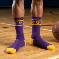 Chaussettes de sport en coton avec logo personnalisé, chaussettes de basket-ball de qualité supérieure, chaussettes de compression athlétiques respirantes pour hommes, vente en gros OEM