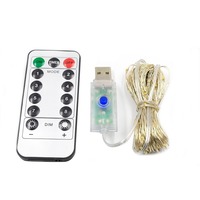 Guirlandes lumineuses de Noël à 8 fonctions, fil de cuivre USB, 10 mètres, 100 LED, télécommandées, indice de protection IP44