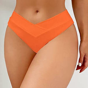 Braguitas de bikini de cintura alta con corte en V <span class=keywords><strong>para</strong></span> mujer, acanaladas, control de abdomen, color liso, <span class=keywords><strong>para</strong></span> verano, playa y piscina - Product Image 5