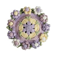 Sous-verre floral au crochet fait main, motif fleur 3D, tapis de tasse tricoté, décoration de table au crochet, sous-verre mignon fait main pour tasses