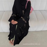 Cárdigan de talla grande con bordado de aros para mujer, negro, con dobladillo acampanado, estilo étnico, invierno 2025, vestido elegante para comercio exterior