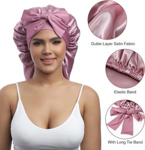 Bonnet en Satin avec Bande Élastique à Nouer, Foulard pour Cheveux Longs pour Tresses et Sommeil, Fournitures de Santé Oculaire - Product Image 4