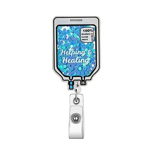Insigne d'infirmière bobine paillettes acrylique rétractable et rotatif porte-ID avec clip de ceinture pour le personnel hospitalier - Product Image 4