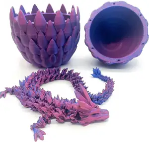 Mainan cetak Naga 3D 12 in telur, dekorasi kantor rumah naga kristal dengan telur naga