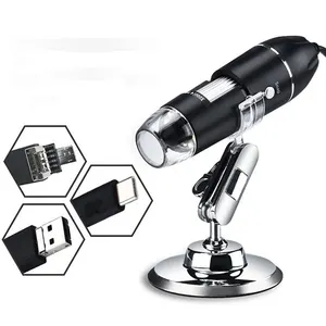 Microscópio digital de zoom 1600x, lupa com função otg 8-led de luz, lupa para android, windows, mac