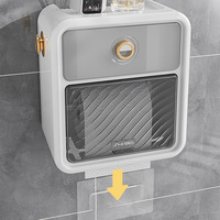 Boîte à mouchoirs murale en plastique et support adhésif, distributeur de mouchoirs sans perçage, auto-adhésif, pour toilettes, double niveau